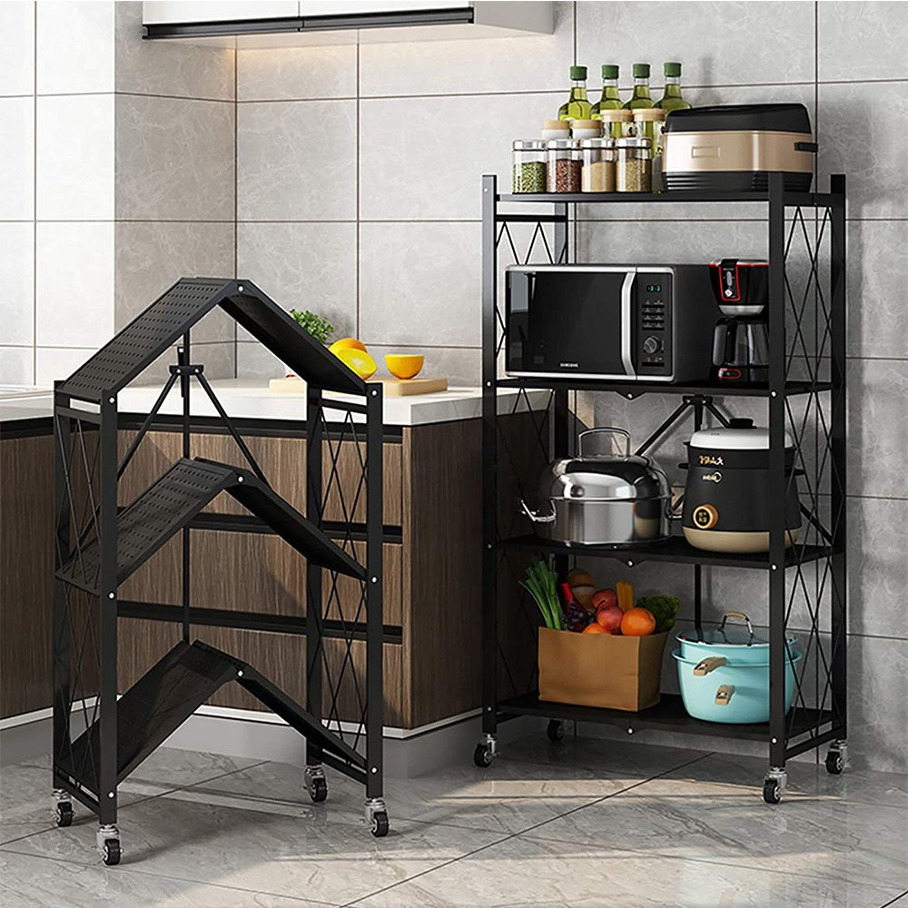 Cool Gift, 3 Tier Foldable Storage Shelves with Wheels, Available in Different Colors