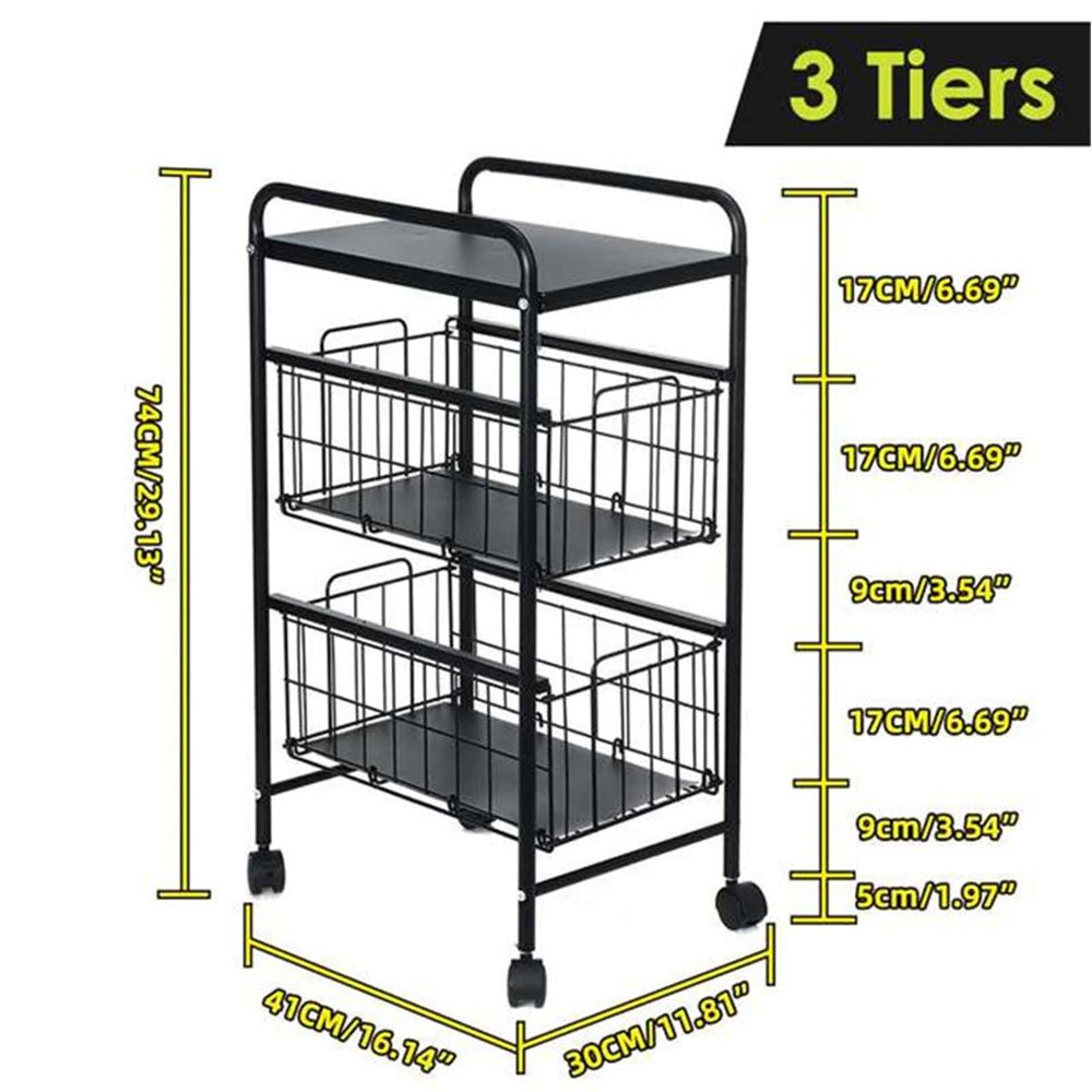 Cool Gift, Kitchen Floor Fruit Bowls with Wheel Carbon Storage Rack, Available in Different Sizes