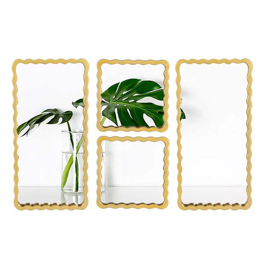 Cool Gift, Gold Rectangle Bamboo Design Mirror Set of 4Pcs, HB-60-4