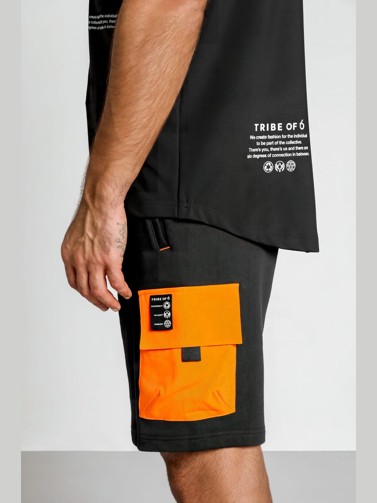 TRIBE OF 6 BABYLON GRAPHIC CARGO SHORTS