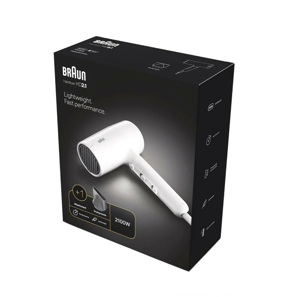 Braun Hair Dryer 2100W, White, BRA-HD210SDE