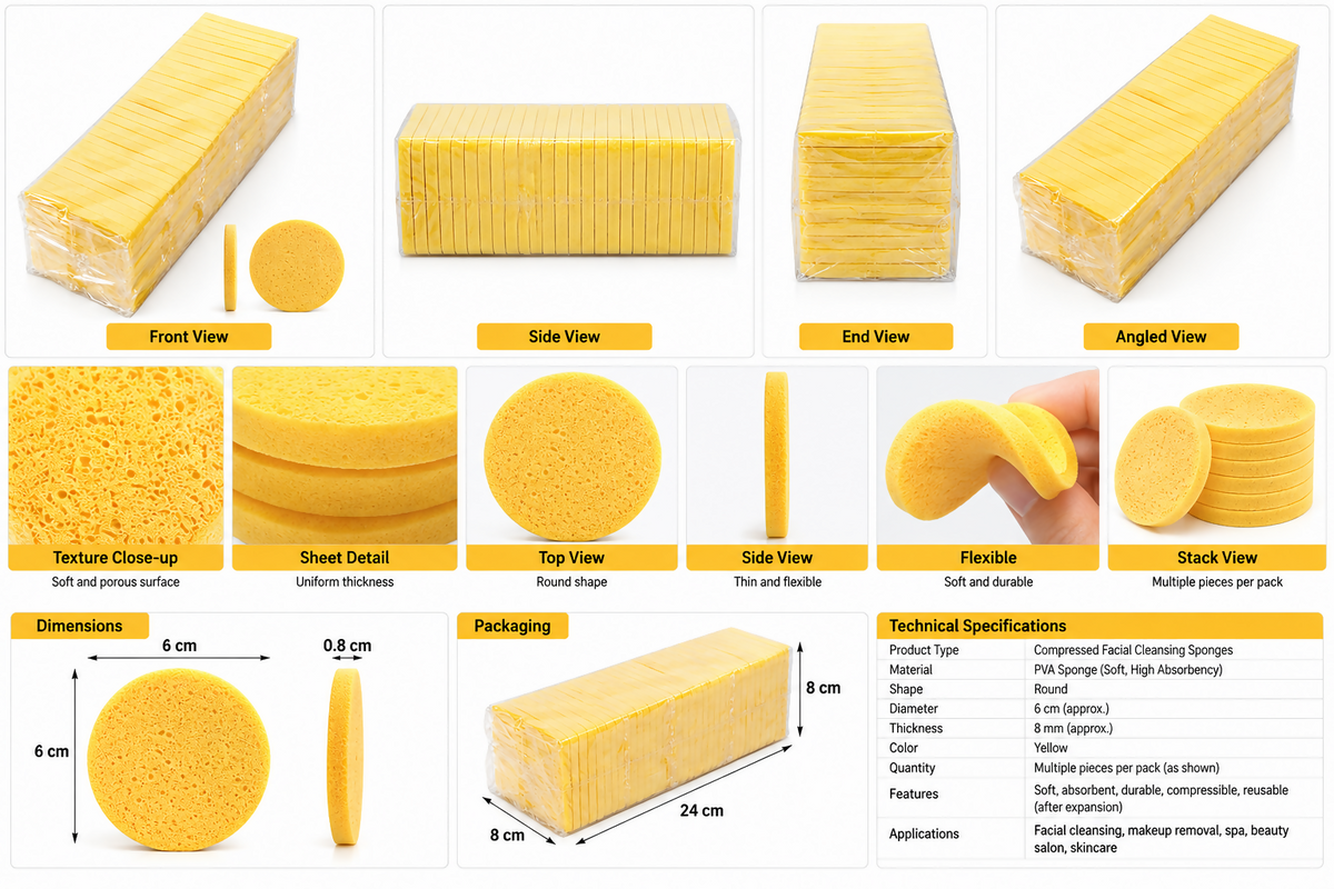 La Perla Tech, Facial Cleansing Sponge For Cleaning, 24 Pcs