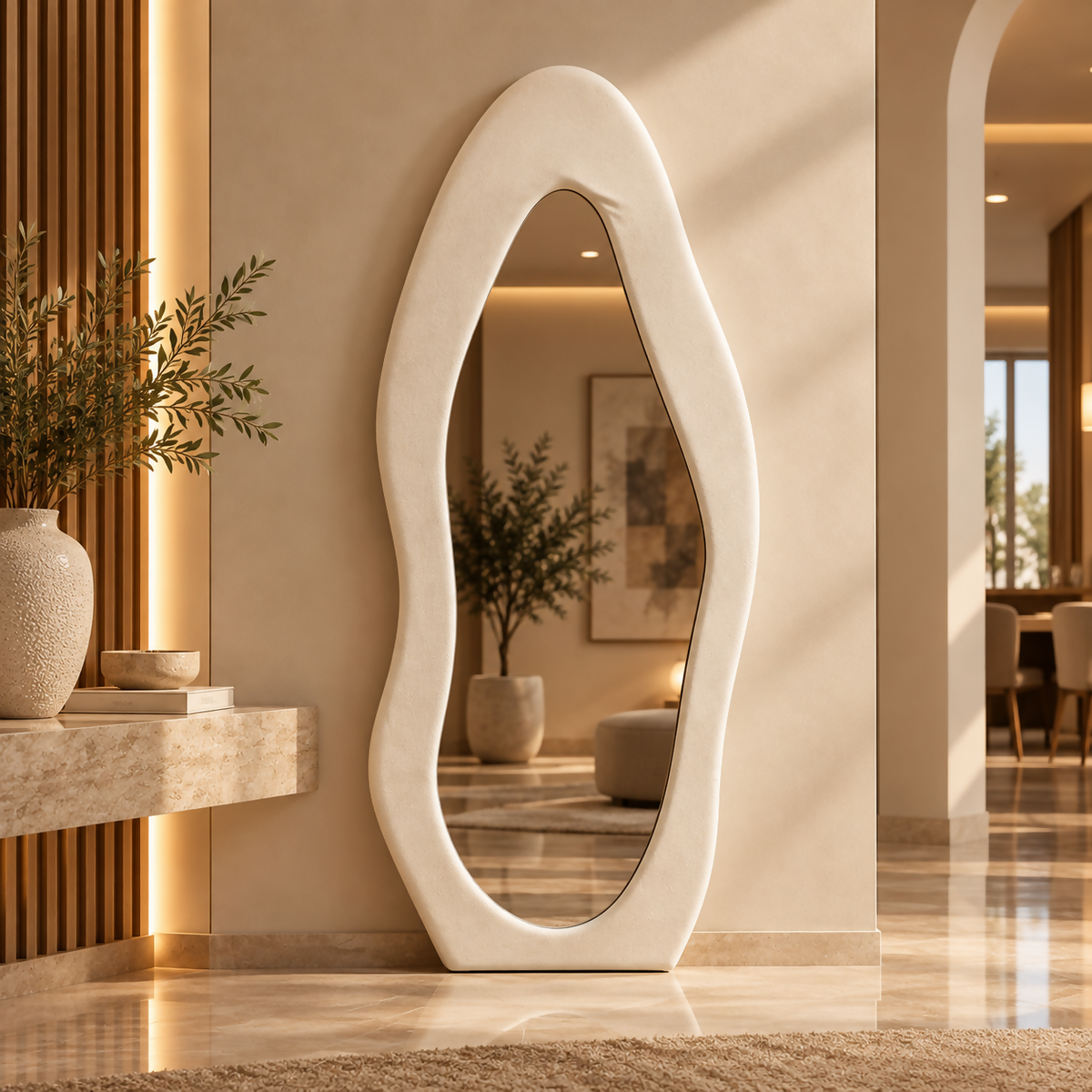 SCULPTA – Free-Form Full-Length Ivory Mirror | 60x1601