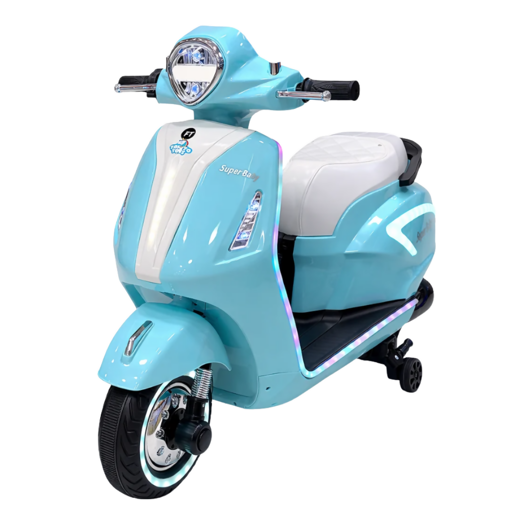 Vintage Kids Electric Motorcycle – 12V Battery, Dual 550W Motors, LED Lights & Music