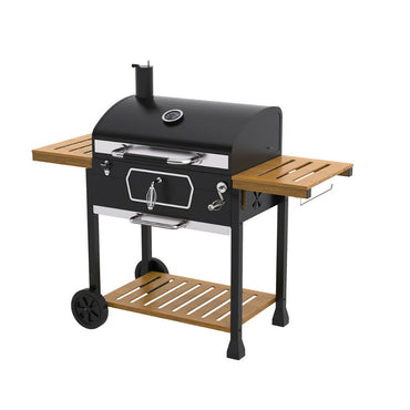 Royal Gourmet Deluxe 30-Inch Charcoal Grill Black And Wood Paint, CD2030AN