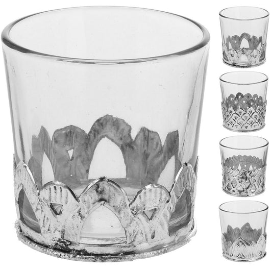 Glass Tealight Candle Holder With Silver Base 5 Cm