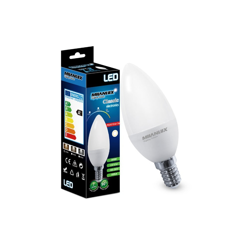 Milanlux, LED Bulb E14 7W Warm White Buy 3 Get 2 Free