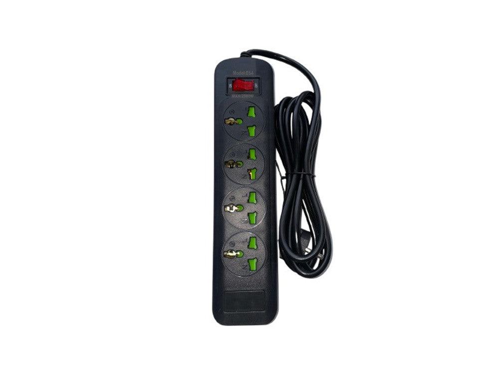 Power Board 4 Ways With Switch Black