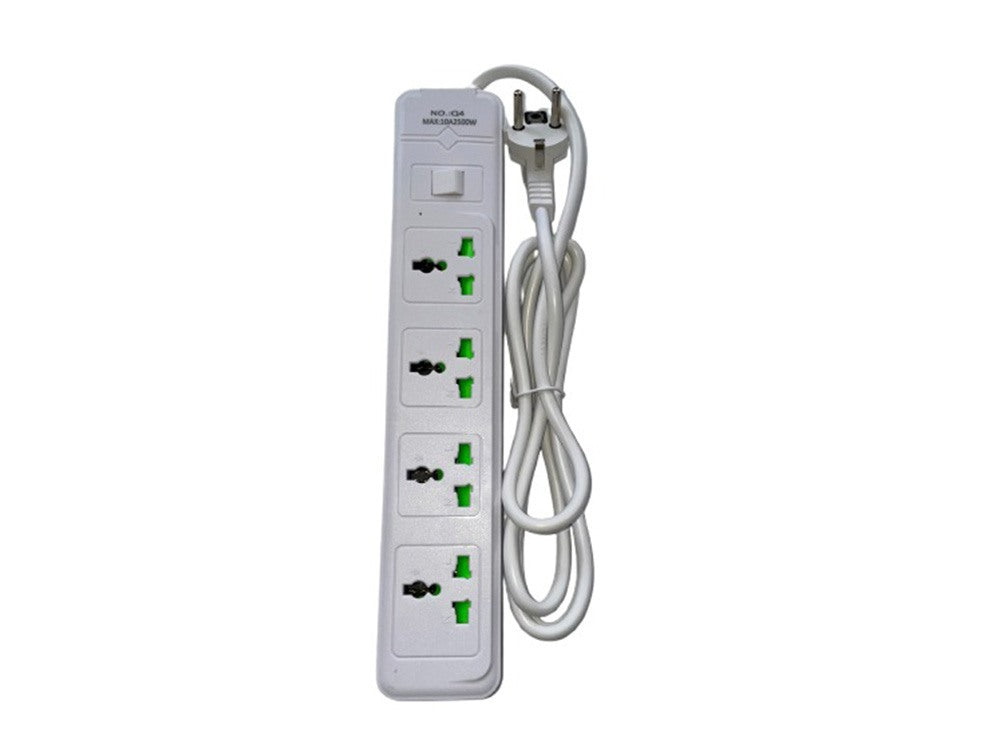 Power Board 4 Ways With Switch White