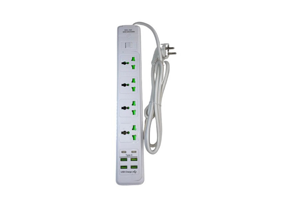 Power Board 10 Ways With Switch White