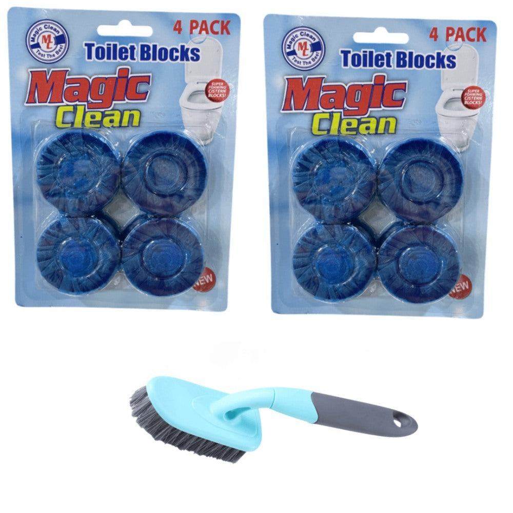 Magic Clean, Buy 2 Magic Clean Toilet Blocks Get Cleaning Brush Free