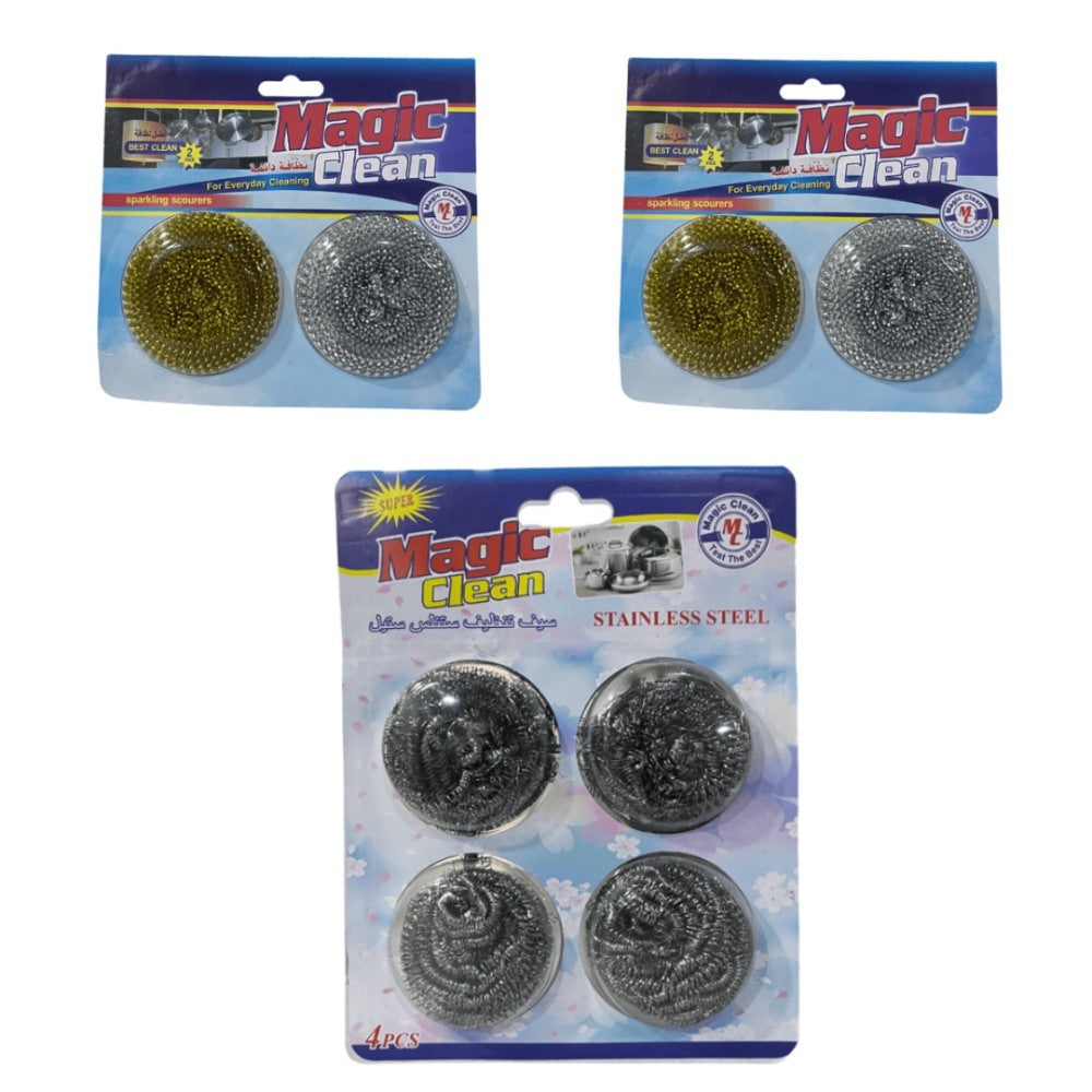 Magic Clean, Buy 2 Magic Clean Sparkling Scourers Get Stainless Steel Scrubber Free