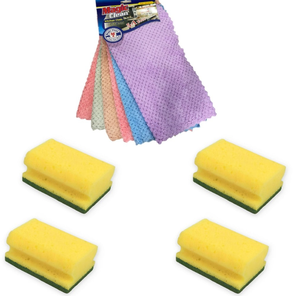 Magic Clean, 6 Cleaning Towels And 4 Strong & Durable Sponges
