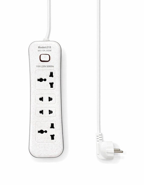 Power Board 4 Ways With Switch White