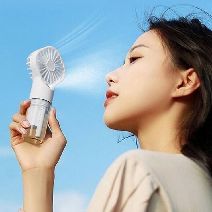 Portable Handheld Rechargeable Fan With Water Spray, Available in Different Colors