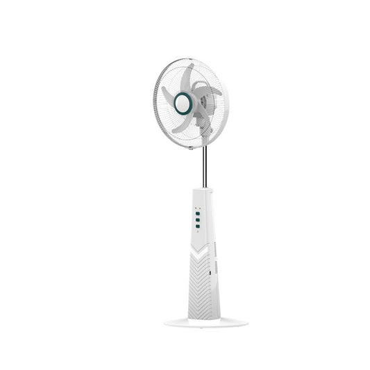 Akko Star, Rechargeable Stand Fan 16' Emergency Fan, Led Lights, Ac/Dc Operated, Up To 20 Hours On Battery, Built-In Usb Charger