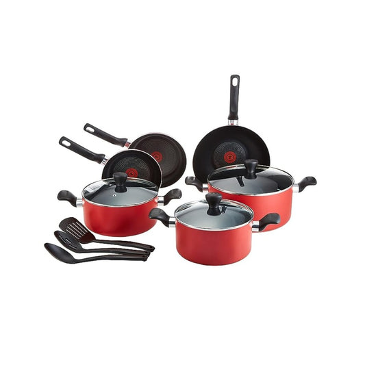Tefal, Super Cook Non-Stick With Thermo-Spot 12 Pcs Cooking Set, Red, Aluminium, TEF-B460SC84