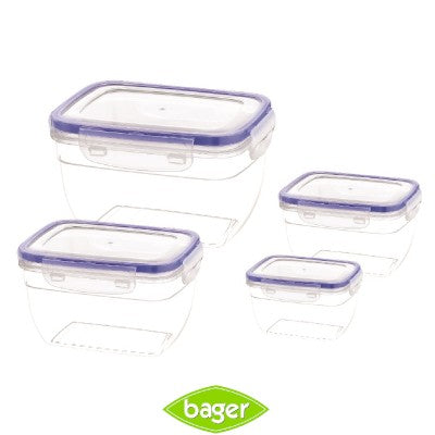 Bager, Cook&Lock Rectangular Storage Container (575+1050+1850+3100 Ml) (Deep)