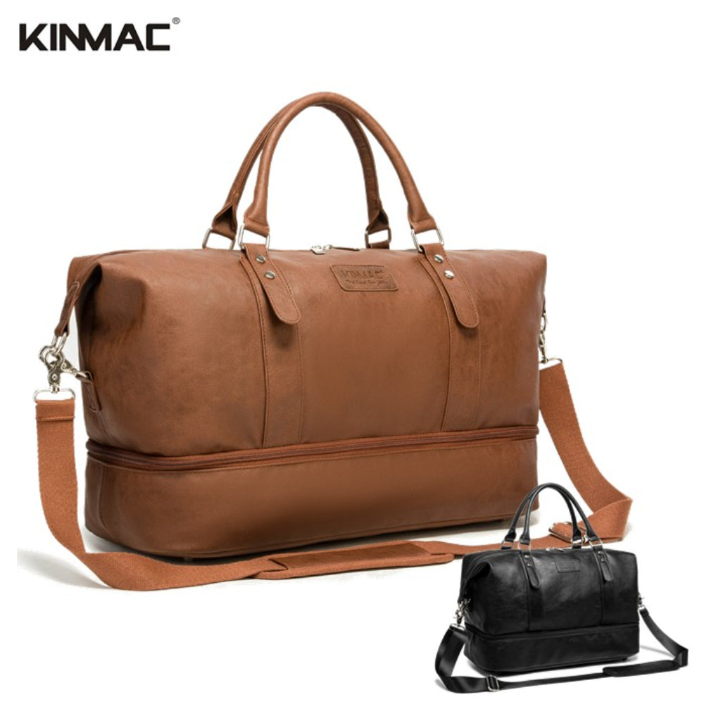 KINMAC Premium Leather Waterproof Gym Bag for Men & Women KMC481-82 Travel Duffel Bag with Shoe Compartment, Dry/Wet Separation, Available in Different Colors