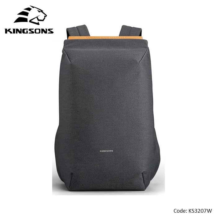 Kingsons, Simple Design Backpack Ks3207W, 15.6 Inch, Dark Gray, Water-Resistant, Light Weight