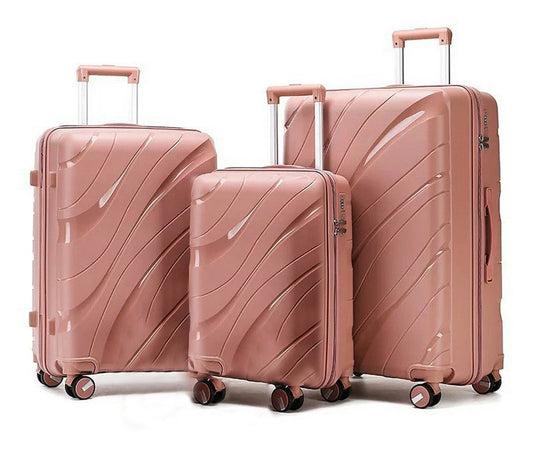 Superspace, Fully Lined And Expandable Travel Bags Suitcase Hard Cover 4 Wheels Luggage 3 Piece Set Sand