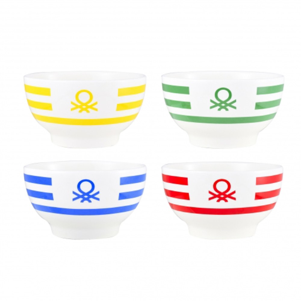 Benetton Home, Assorted Box Of 2Pcs New Bone China Bowl Set With Rainbow Be Logo, BE-0854-AA