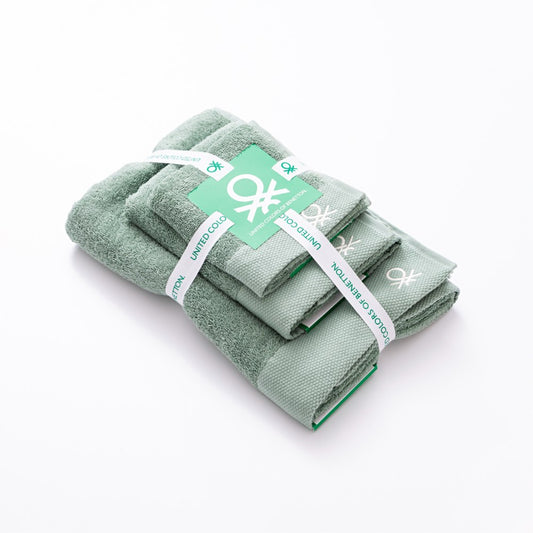 Benetton Home, 3Pcs Towel Set 100% Cotton 500Gsm Embroidered Logo (Guest Towel 30x50cm, Hand Towel 50x90cm, BE-2125