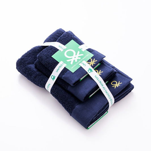 Benetton Home, 3Pcs Towel Set 100% Cotton 500Gsm Embroidered Logo (Guest Towel 30x50cm, Hand Towel 50x90cm, BE-2133