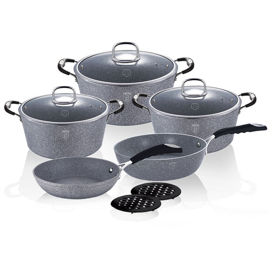 Berlinger Haus, 10 Pcs Cookware Set, Gray Stone Touch Line
