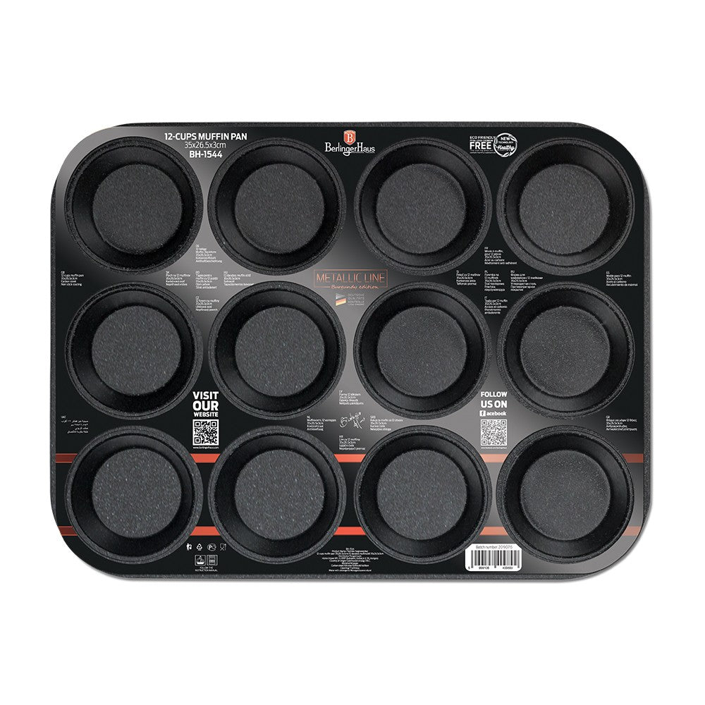 Berlinger Haus, 12 Pcs Muffin Pan, Burgundy