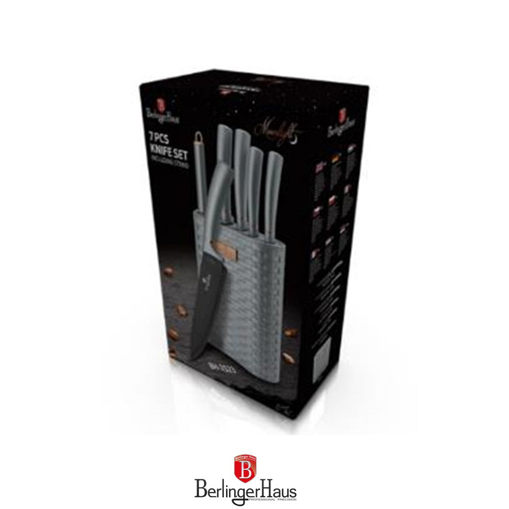 Berlinger Haus, 7 Pcs Knife Set With Stand, Moonligt Collection