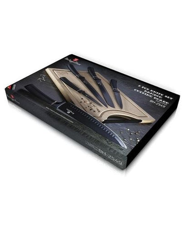 Berlinger Haus, 6 Pcs Knife Set With Bamboo Cutting Board Black Silver