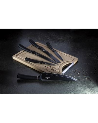 Berlinger Haus, 6 Pcs Knife Set With Bamboo Cutting Board Black Silver