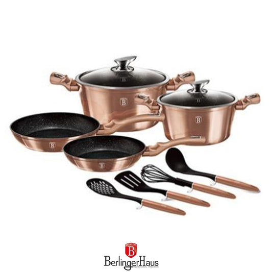 Berlinger Haus, 10 Pcs Cookware Set, Metallic Line Rosegold Edition