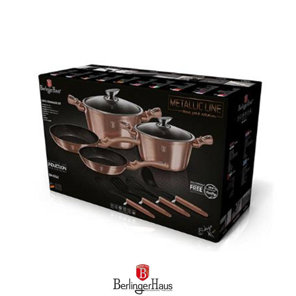 Berlinger Haus, 10 Pcs Cookware Set, Metallic Line Rosegold Edition