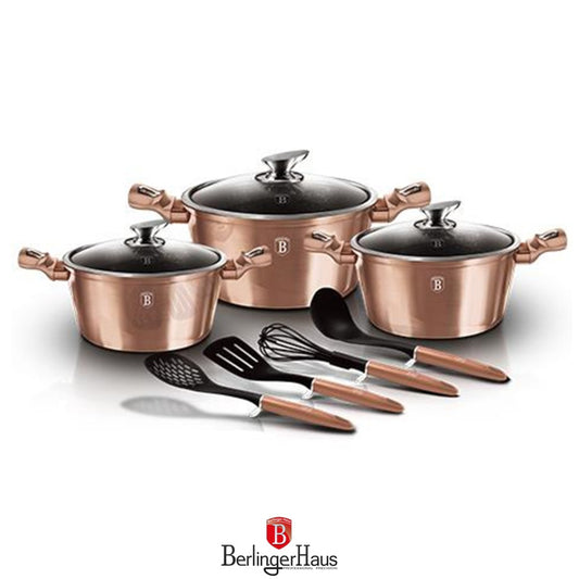 Berlinger Haus, 10 Pcs Cookware Set, Metallic Line Rosegold Edition