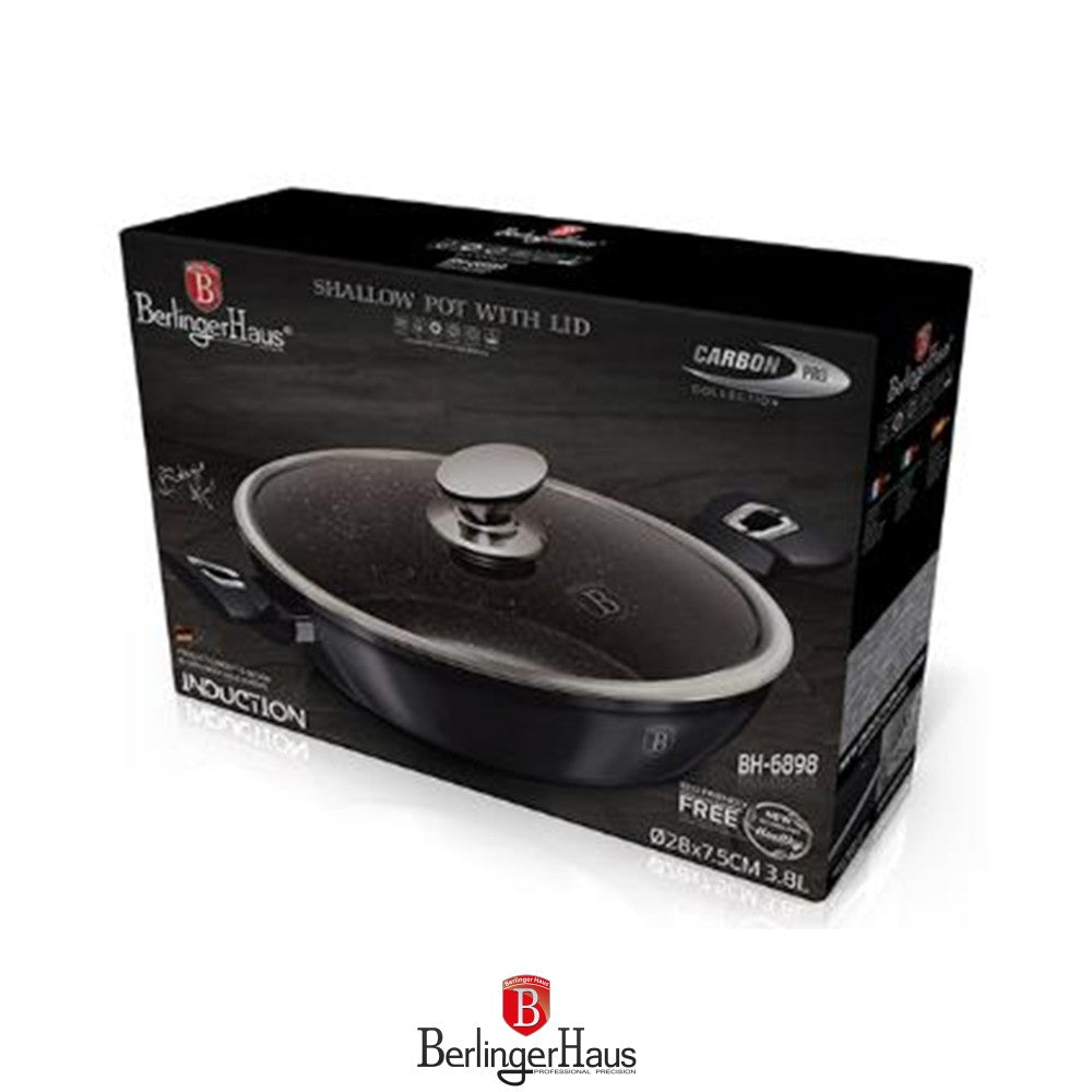 Berlinger Haus, Shallow Pot With Lid, 28 Cm, Metallic Line Carbon Pro Edition