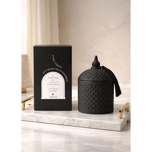 Finmanlife Geo Jar Scented Candle - Matte Black Luxury Aromatherapy Candle, SK933B