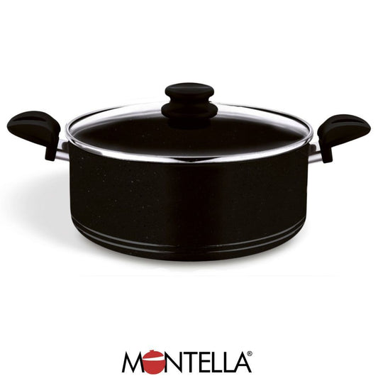 Montella, Vivo 32Cm Granite Pot Black With Glass Cover, 2.5Mm