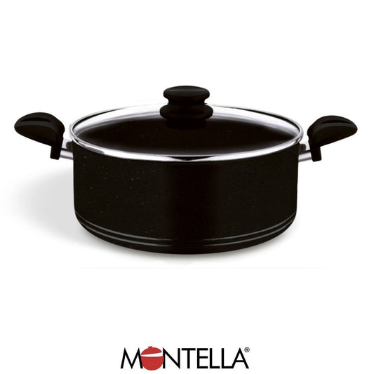 Montella, Vivo 30 Cm Granite Pot Black With Glass Cover, 2.5Mm