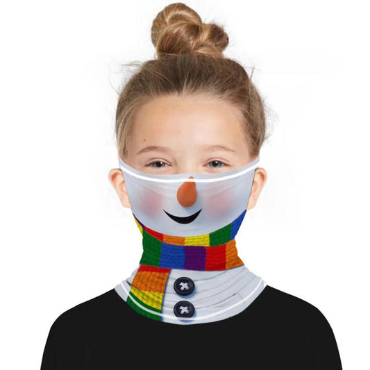 Smile Yalla, Multi Head Wear Scarf, Christmas Colorful Snow Man Santa, Small