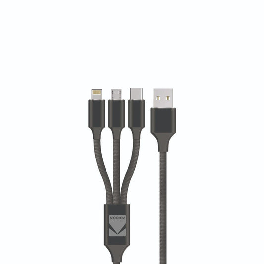 Kodak, Male to Male Cable USB 3-in 1-Type A to Type C with Micro USB and Lighting Pure Copper 1.5 Meter Length - USBC5901