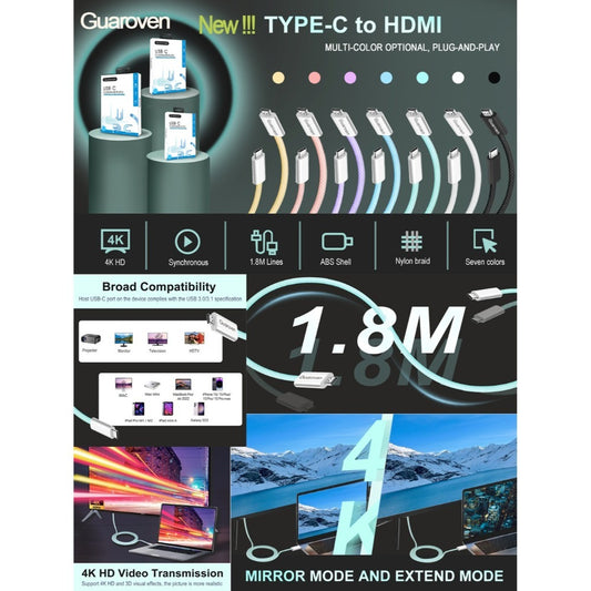 Conqueror, Type C To Hdmi Cable Charge Sync Data Cable For Apple Iphone 15 1.8M- C29D
