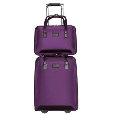 CabinPro, Soft Cover luggage suitcase trolley bag with wheels Women Rolling Luggage Bags carry on luggage With Handbag, Purple