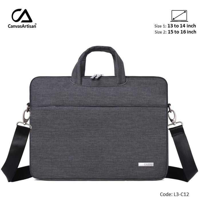Canvasartisan, Slim Laptop Bag L3-C12 Dark Gray, Durable And Water-Resistant, Available in Different Sizes