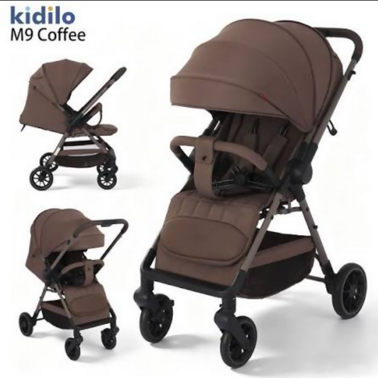 Kidilo M9 Baby Stroller – Reversible Handle, Compact Folding, 5-Point Safety Harness