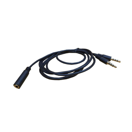 Conqueror, Cable Audio Y Extension 3.5 mm 4 Pole 2 Male to 1 Female Jack for Headphone AUX 1 Meter Length - C109
