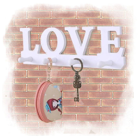 Cool Gift, Wood Love Wall Shelf & Key Holder