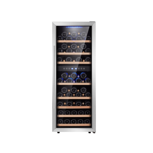 G3Ferrari Carillo 73 Bottles, Dual Zone Wine Cooler, Stainless Steel Door Frame And Handle, 7 Wooden Racks, Lower Compartment 10C-18C - Upper Compartment: 5C-10C, CROW73SDZ