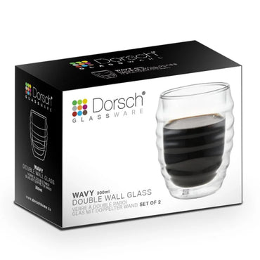 Dorsch, Wavy Double Glass Mugs Set 2Pcs 300Ml